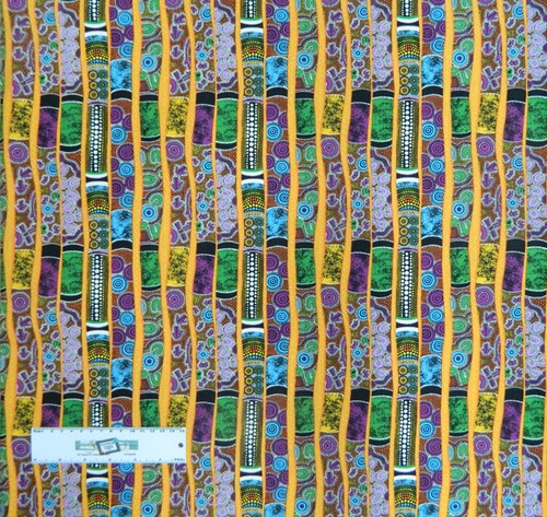 Quilting Patchwork Sewing Fabric GOANNA WALKABOUT Didgeridoo 50x55cmFQ NEW