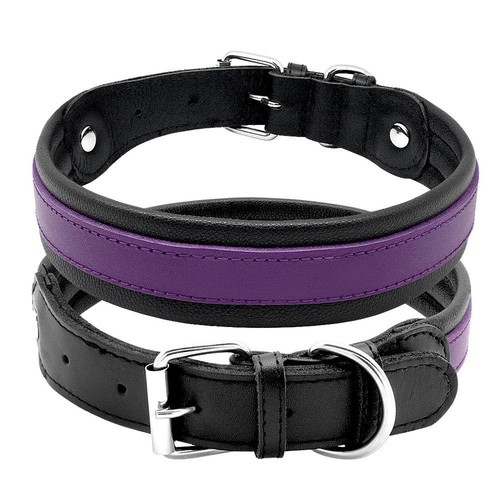 Genuine Leather Black Dog Collars Large Dogs Collar for Pitbull German Shepherd