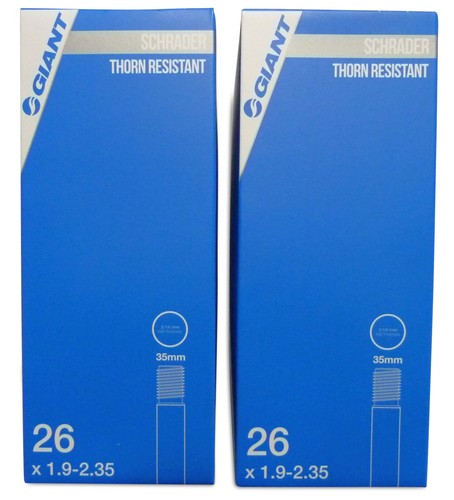 2 x Giant Thorn Resistant 26/" x 1.9-2.35 Tube Schrader Valve Bike Tube
