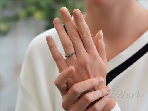 Silberring Schlicht Schmal Vintage Geschwärzt Punkt Ring Silber 925 Verstellbar
