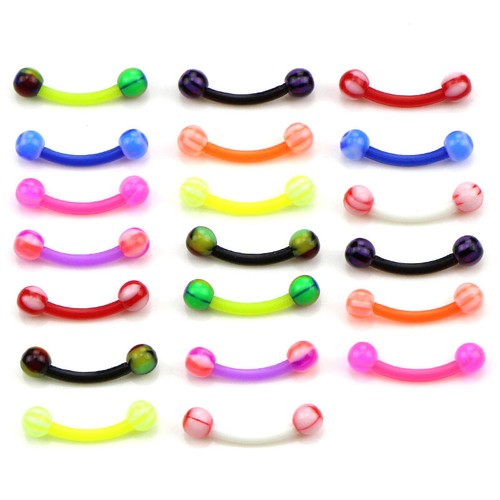 20x//Set Curved Ball Barbell Eyebrow Rings Body Bar Tragus Piercing Jewelry DD