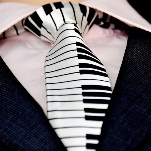 Classic Fashion Skinny Tie Black /& White Piano Keyboard Necktie Music Tie