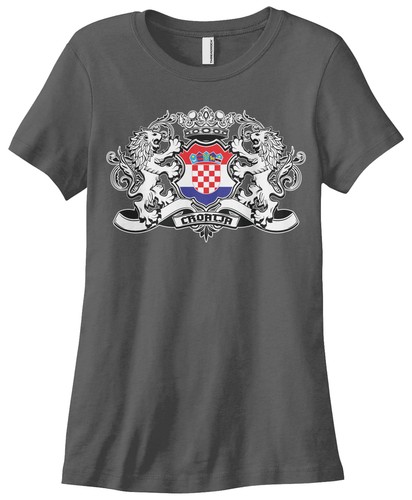 Threadrock Women/'s Croatia Lion Crest Flag T-shirt Croatian Shield