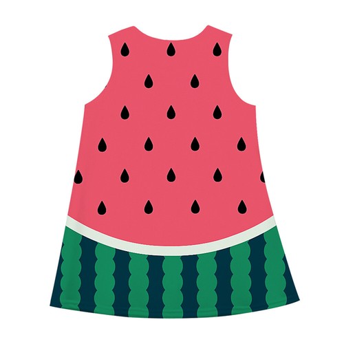 Kids Girls Fruit Print Mini Dress Sleeveless Party Holiday Sundress Long Tops