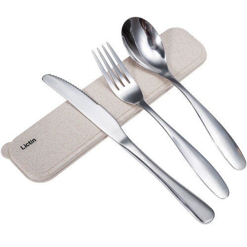 Lictin Set Posate monoblocco posate in acciaio inossidabile da campeggio con ...