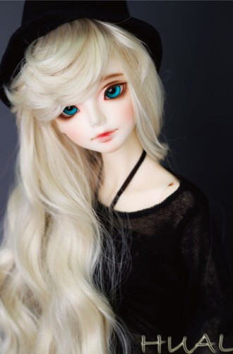 1//3 8-9/" BJD Doll Wig Blonde Blond Curly Wavy Hair Wave Long Princess