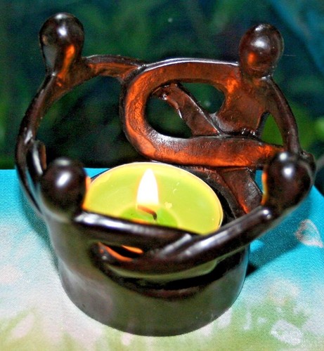 fleur Bougie Abstract Cercle d/'amis bougeoir ou Floral Arc en bois