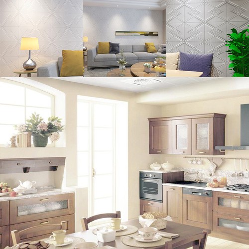 3D Wall Sticker PE Foam Brick Panel Self-adhesive Embossed Decal Waterproof