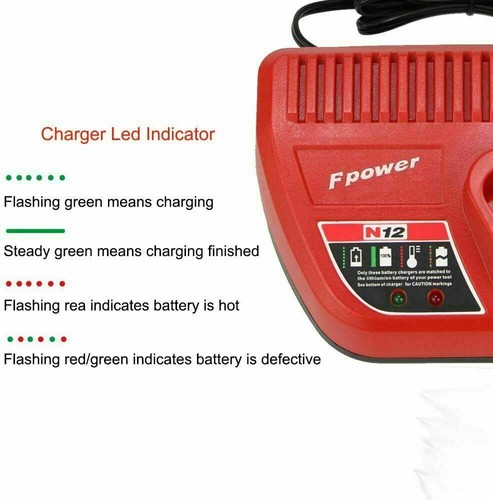 M12 Charger 12V 2.0Ah Extended Capacity Li-ion Battery 48-11-2460 for Milwaukee