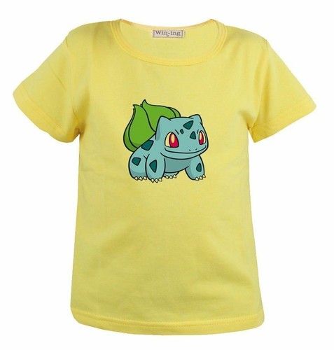 Pikachu Pokemon Charmander Bulbasaur Design Kids Boys Girls Graphic Tee T-Shirt