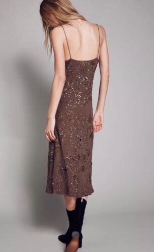 NEW $275 Jens Pirate Booty Gaudi Slip Dress Brown Size Medium
