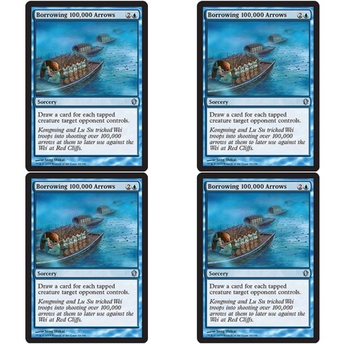 4 x BORROWING 100,000 ARROWS NM mtg Commander 2013 Blue Sorcery Unc