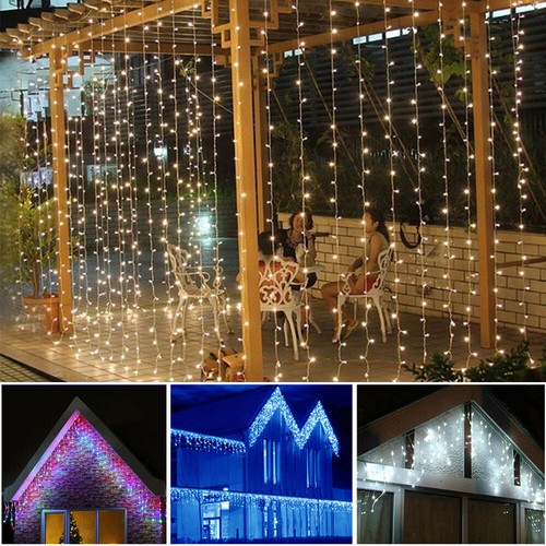 5-10m LED Lichtervorhang Weihnachts Außen Party Fenster Beleuchtung Lichterkette