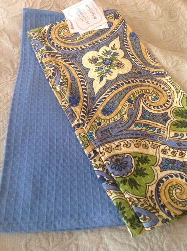 APRIL CORNELL KITCHEN TOWELS BLUE GOLD GREEN PAISLEY 100/% COTTON NWT
