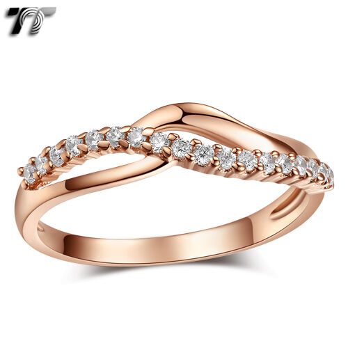 RW43 TT 9K Rose Gold GP RHODIUM 925 Sterling Silver Engagement Wedding Ring