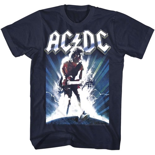 ACDC Chrome Guitar Shredding Mens T Shirt Angus Young Rock Band Album Tour Merch