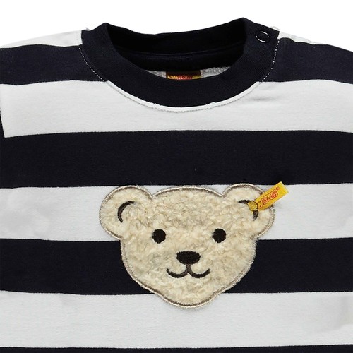 STEIFF Sweatshirt blau gestreift mit grossem Teddykopf Gr.56-86 NEU