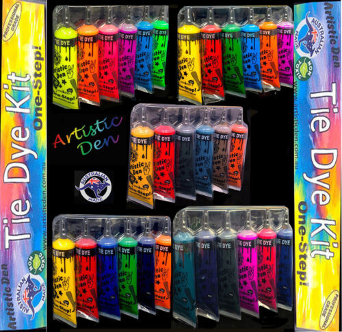 6 x Colours Tye Dye Set Tie Dye Kit Tie Dye up to 20 Projects Artistic Den