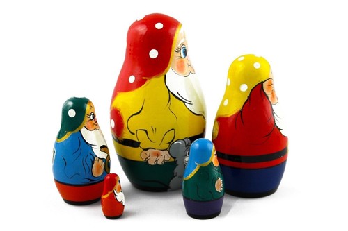 Matryoshka Russian Nesting Doll Wooden Poupee Craft Babushka Gnomes Dwarfs 5 pcs