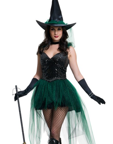 Details about / Emerald Black Tutu Wicked Witch Magical Womens Halloween Costume