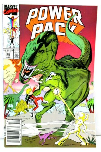 Power Pack #54 Dino-Might Boys Their Toys 1990 Comic Marvel Comics F