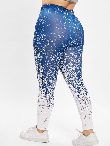 Plus Size High Waist Printed Skinny Leggings Women Slim Long Pants Elastic Waist