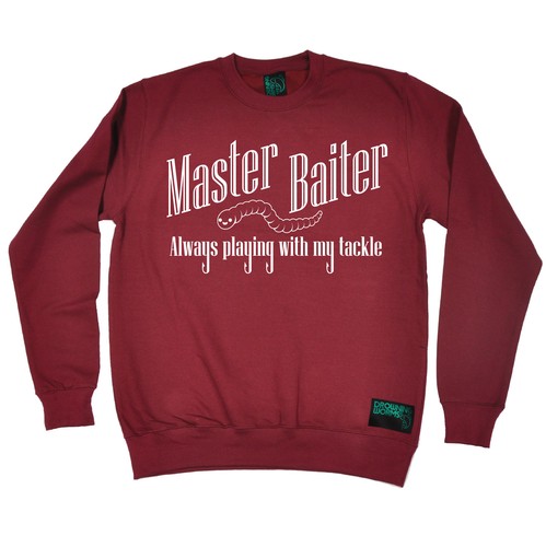 Master Baiter Drowning Worms SWEATSHIRT jumper birthday gift gear funny fishing
