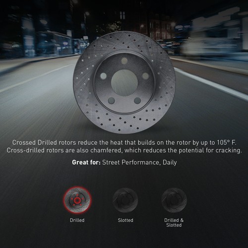 For Toyota Highlander Front Rear Black Drilled Brake Rotors+Ceramic Brake Pads