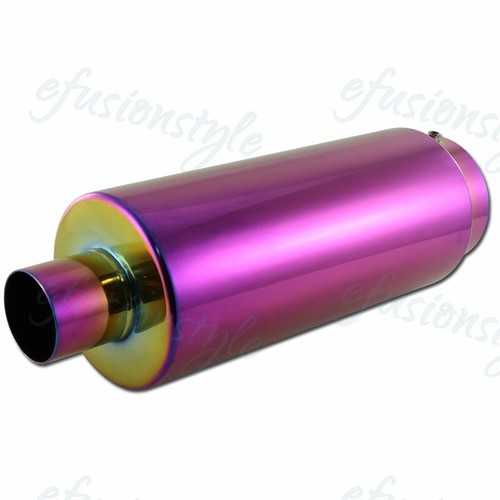 DC SPORTS EX-5022 CHAMELEON ANODIZED ROUND MUFFLER W// TIP 4/" Outlet w// 2.25/" In.