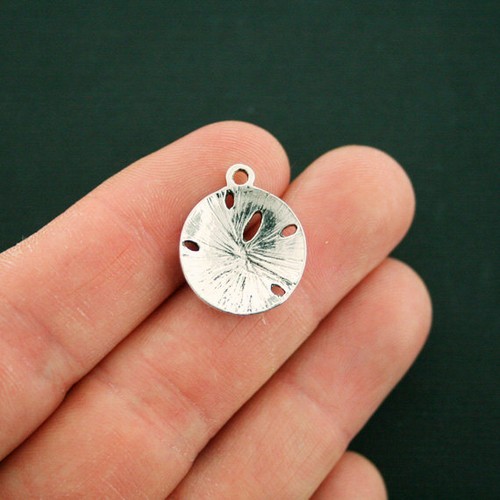 SC6696 4 Sand Dollar Charms Antique Silver Tone