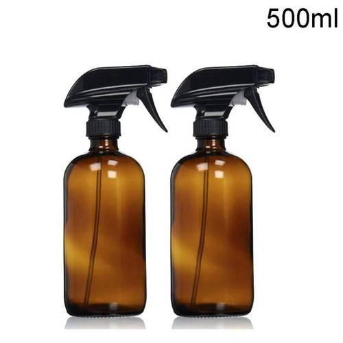 2pcs Spray Bottle With Black Trigger Empty Amber Glass Spray Water Bottle 500ml