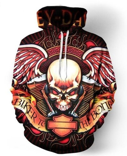 New Fashion Women//Men Motorcycle Skull 3D Print Jacket Hoodie Sweatshirt 337