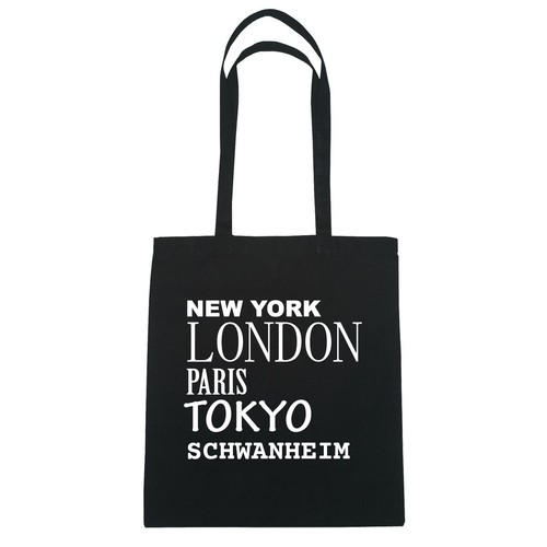 New York Farbe: schwarz Paris London Tokyo SCHWANHEIM Jutebeutel Tasche