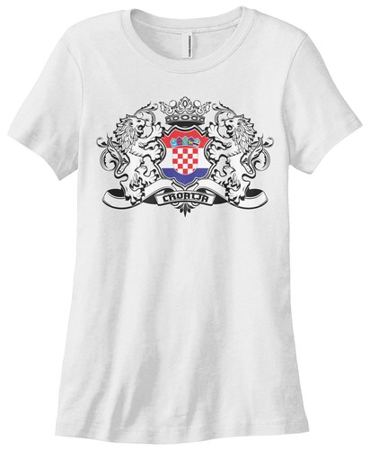 Threadrock Women/'s Croatia Lion Crest Flag T-shirt Croatian Shield