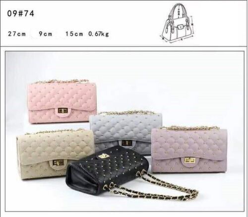 Quilted Shoulder Handbag Gold Chain Cross Body High Quality Bag Faux Leather A82