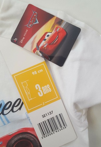 Disney Boy/'s Short Sleeve Round Neck Lightning McQueen Cars T.Shirt Age 3 Years