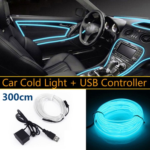 5V USB Blau LED Auto Ambientebeleuchtung Innenraumbeleuchtung Lichtleiste Licht