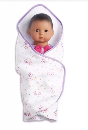 AMERICAN GIRL BITTY BABY DOLL WHITE WITH MULTI COLOR FLORAL BITTY BLANKET