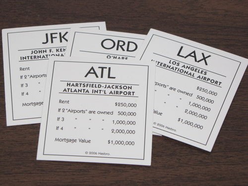 2006 MONOPOLY HERE AND NOW EDITION Part AIRPORT TITLE DEED CARDS LAX JFK ORD ATL