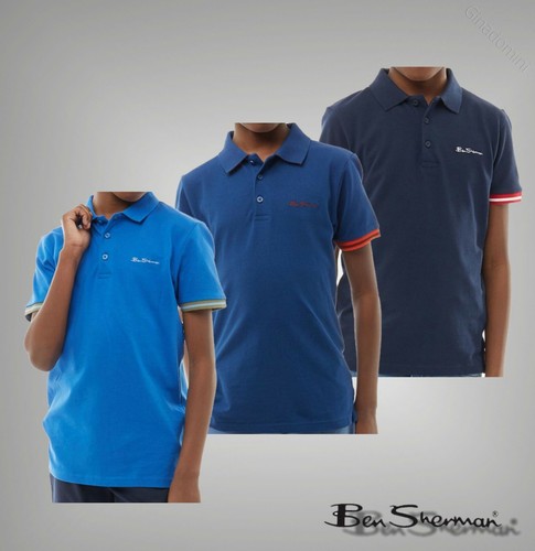 Boys Ben Sherman Cotton Short Sleeve Pique Collar Print Polo Sizes 7-16 Yrs