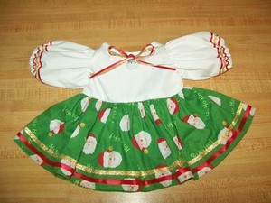 CHRISTMAS SANTA DRESS 1 W//RIBBONS+SANTA BUTTON for 16-18/" CPK Cabbage Patch Kids