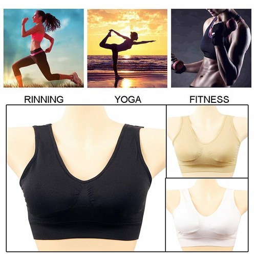 3Pcs Padded Sports Bra Yoga Gym Running Vest Support Crop Top Stretch Bras