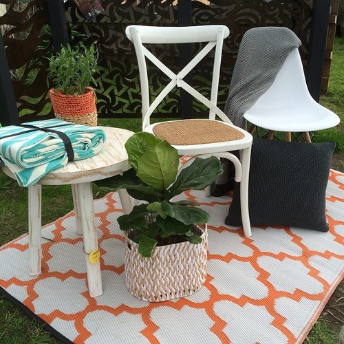 Fab Habitat Carrot /& White Indoor//Outdoor Recycled Plastic Rug Tangier
