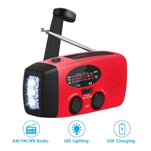 Multifunctional Solar Hand Crank Dynamo Self Powered AM//FM//NOAA Weather Rad F6F1