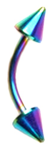 Arco Iris De Acero Quirúrgico Curvado Ceja Barra Barbell Bola Spike Gem Piercing del cuerpo