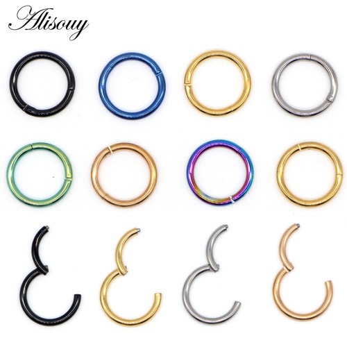 Septum Clicker Nose Ear Ring Captive Hinged Segment Piercing Helix Tragus Opal