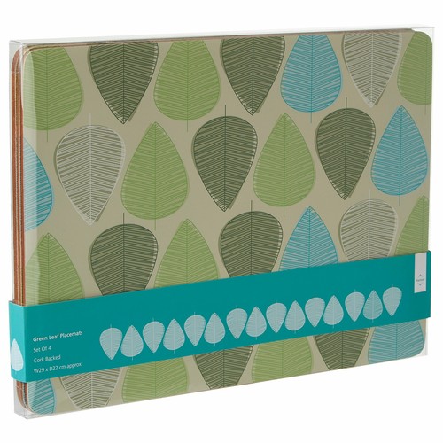 Premier Housewares Green Leaf Tischsets 4er Set Kork