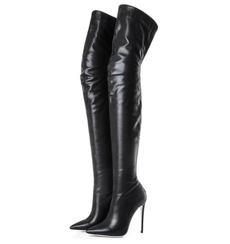 Details about / Womens Leather High Heel Stiletto Pointed toe Over Knee High Thigh Boots Shoes