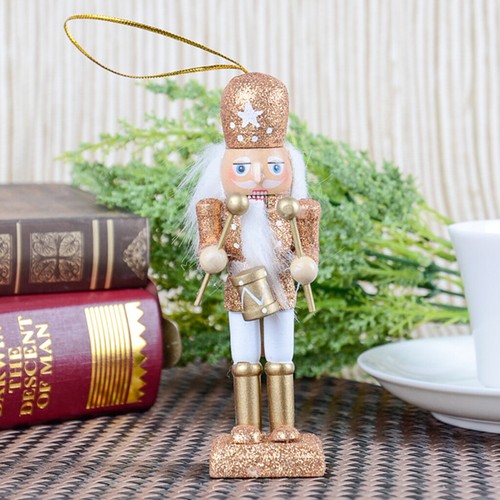 10pcs Handpainted 12cm Wooden Nutcracker Drummer Soldier Figure Xmas Decor