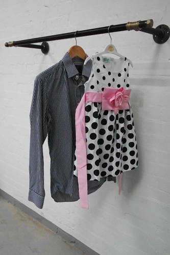 VINTAGE Industriale in Ottone e Nero Vestiti Rail-Unico Stile-DIMENSIONI PERSONALIZZATE!